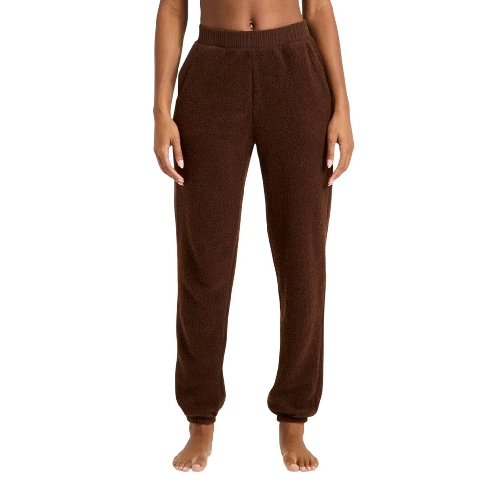 Auden Women's Brown Fleece Soft Teddy Jogger Lounge Pants Size Large